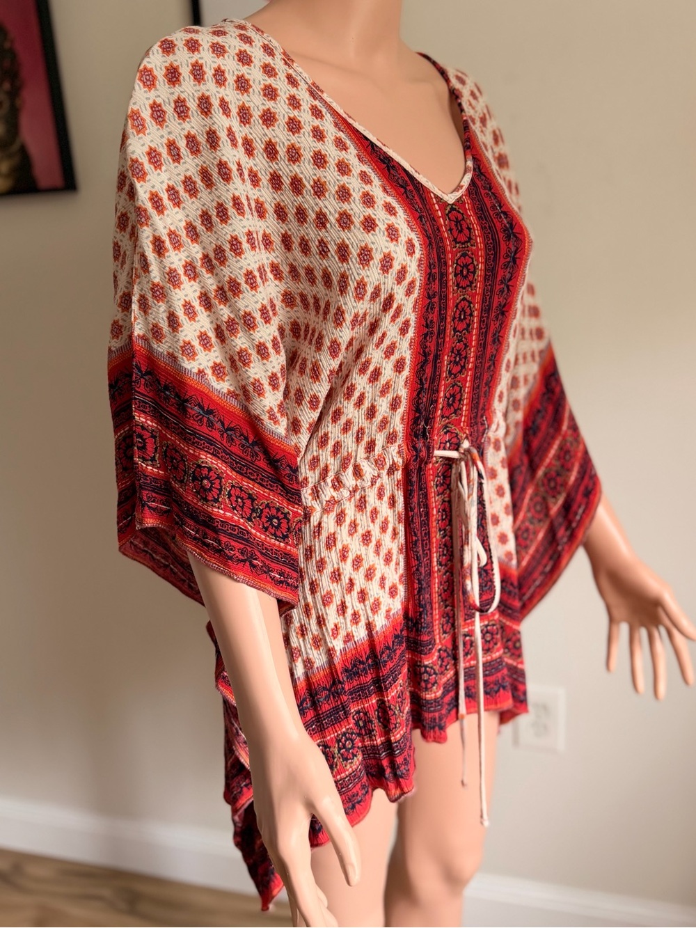 Angie Oversized Boho Kimono Tunic Top Size Large